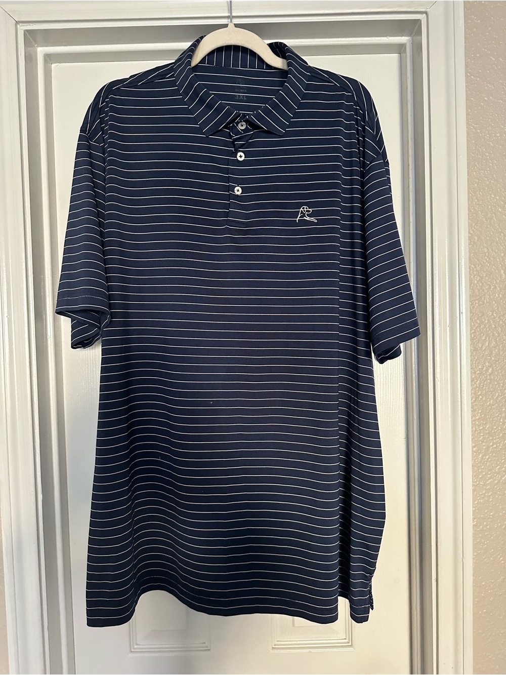 Rhoback Navy and White Striped Performance Polo